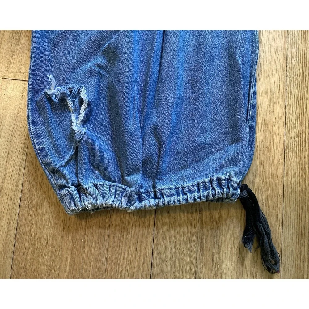 Vintage 90s KIKWEAR Wide Leg Denim Cargo Capri Pants Rave Skater Y2K -size S